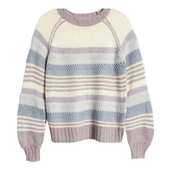 VICI oakwood striped wool blend crewneck raglan balloon knit sweater NWOT - Picture 1 of 8